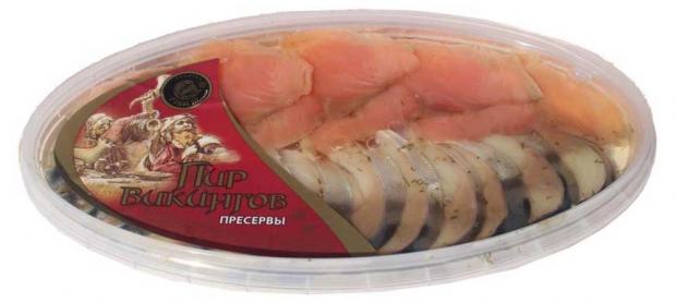Ассорти рыбное филе-кусочки Золотая Fishka Пир викингов горбуша скумбрия, 180 г