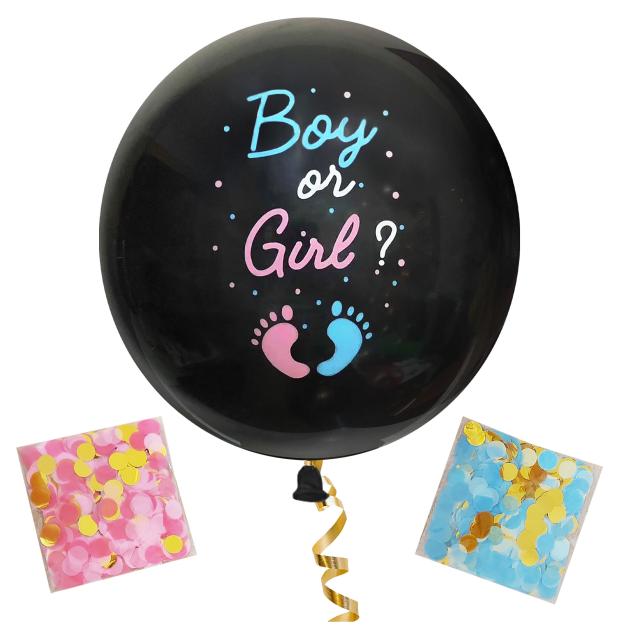 Шар латексный Fiolento Girl or Boy с двумя комплектами конфетти, 1 шт