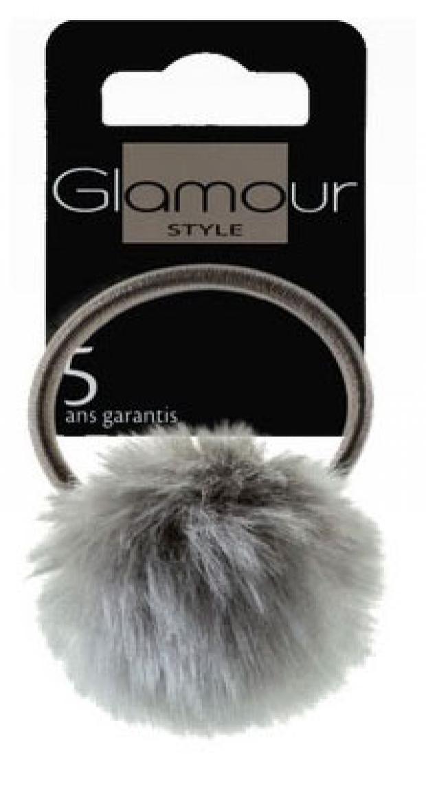 

Резинка для волос коричневая пушок Glamour