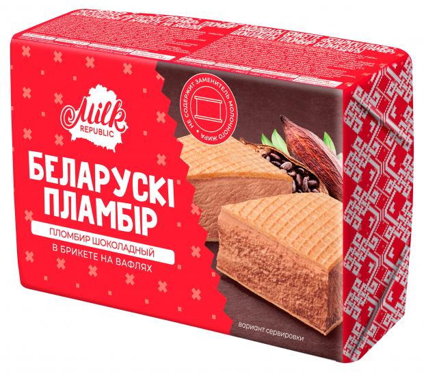 Мороженое пломбир Milk Republic Беларускi пламбiр шоколадный в брикете на вафлях 15% БЗМЖ, 100 г