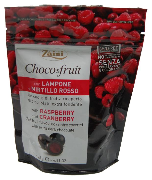 Фрукты в шоколаде Zaini Choco&Fruit Клюква, малина, 125 г