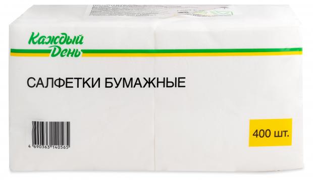 Салфетки однослойные Каждый день, 400 шт салфетки бумажные однослойные для np80 белые целлюлоза 4 пачки 200 листов пачка