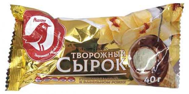 

Сырок творожный АШАН в вафельном рожке с ароматом ванилина 23%, 40 г
