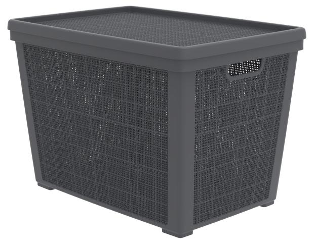 

Корзинка плетеная Альт Пласт с крышкой Графит 56,8х40*39,1 см, 65 л