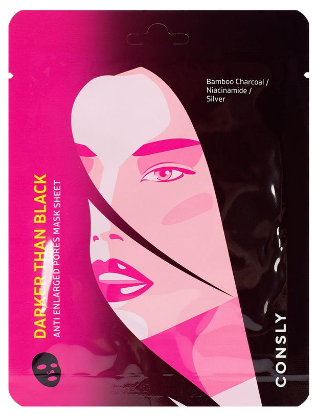 

Маска для лица CONSLY Darker Than Black Anti Enlarged Pores против расшеренных пор тканевая, 25 мл
