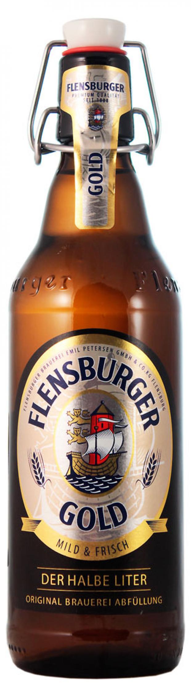 Пиво Flensburger Gold светлое фильтрованное 4,8%, 500 мл