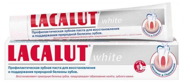 Зубная паста Lacalut отбеливающаяWhite, 75 мл натуральная зубная паста для восстановления естественной белизны зубов innature whitening 100 мл