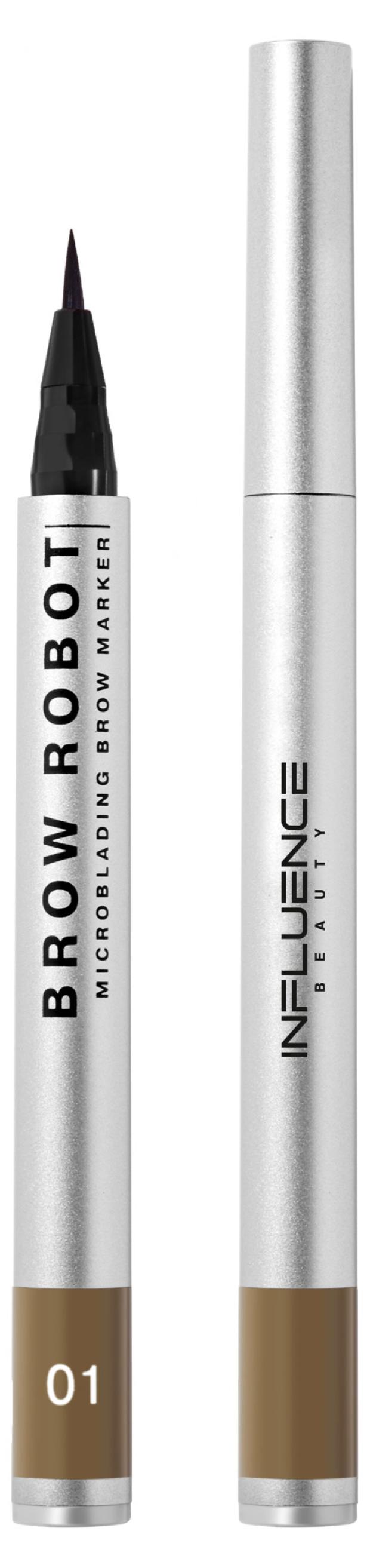 

Маркер для бровей Influence Beauty Brow Robot с тонкой кистью, тон 01 светло-русый, 0,7 мл