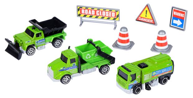 

Набор металлических машинок AUTODRIVE с дорожными знаками, 3 шт