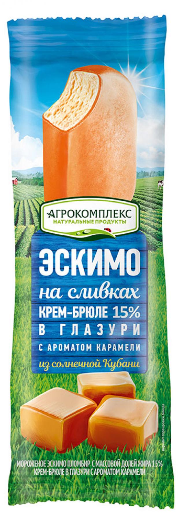 Мороженое эскимо Агрокомплекс Выселковский крем-брюле в карамельной глазури 15% БЗМЖ, 60 г