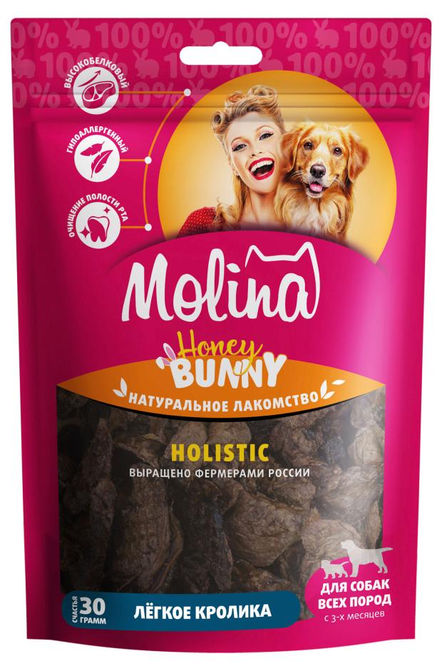 

Лакомство для собак Molina Натуральное сушёное Holistic для всех пород Лёгкое кролика, 30 г