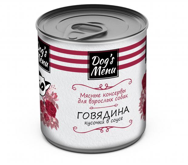 Консервы для взрослых собак Dog`s Menu с говядиной кусочки в соусе, 750 г