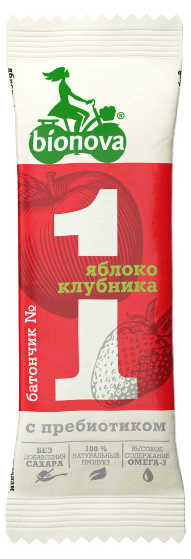 

Батончик фруктово-ореховый Bionova 1 с яблоком и клубникой, 35 г
