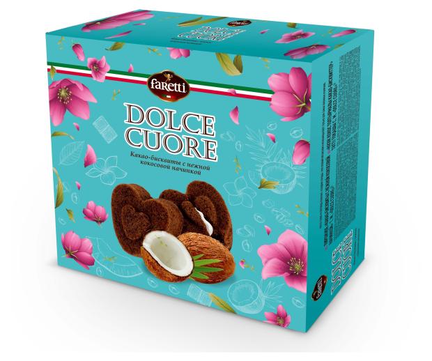 Пирожное Faretti Dolce Cuore с нежной кокосовой начинкой, 300 г