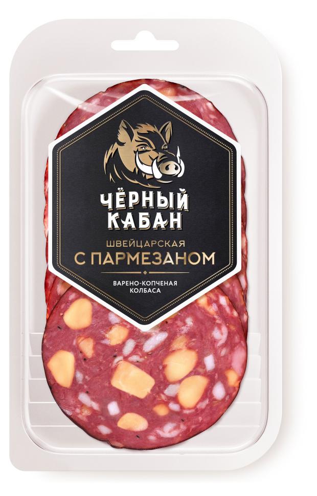 

Колбаса Черный кабан Швейцарская варено-копченая с пармезаном, 85 г