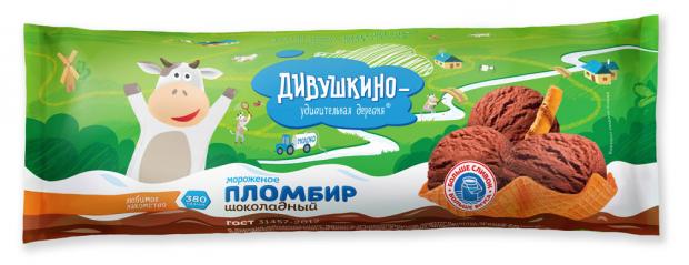 Мороженое пломбир Дивушкино-удивительная деревня Шоколадный, 380 г