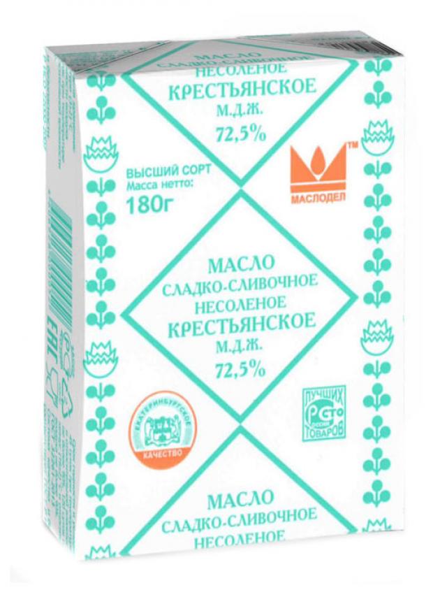 Масло сладкосливочное Маслодел Крестьянское 72.5%, 180 г