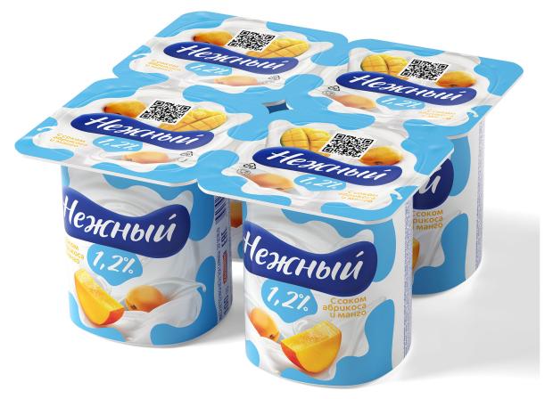 Йогуртный продукт Campina Нежный с соком абрикоса-манго 1,2%, 100 г