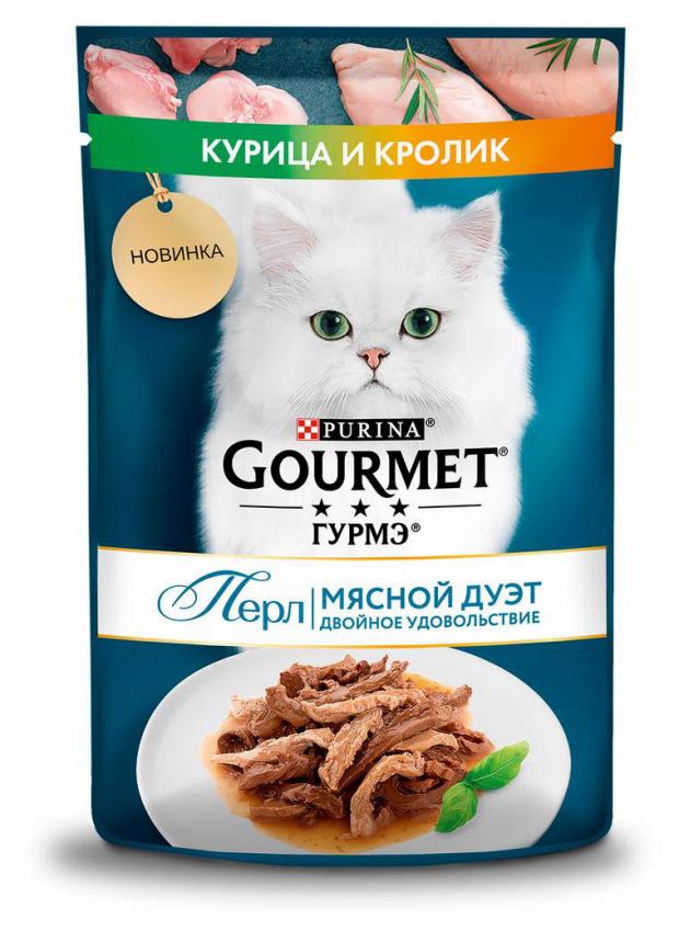 

Влажный корм Gourmet Перл Мясной Дуэт для взрослых кошек, со вкусом курицы и кролика, нежное филе в соусе, 75 г
