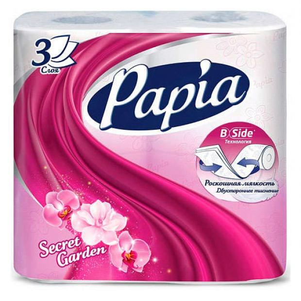 

Туалетная бумага Papia Secret Garden 3 слоя, 4 рулона