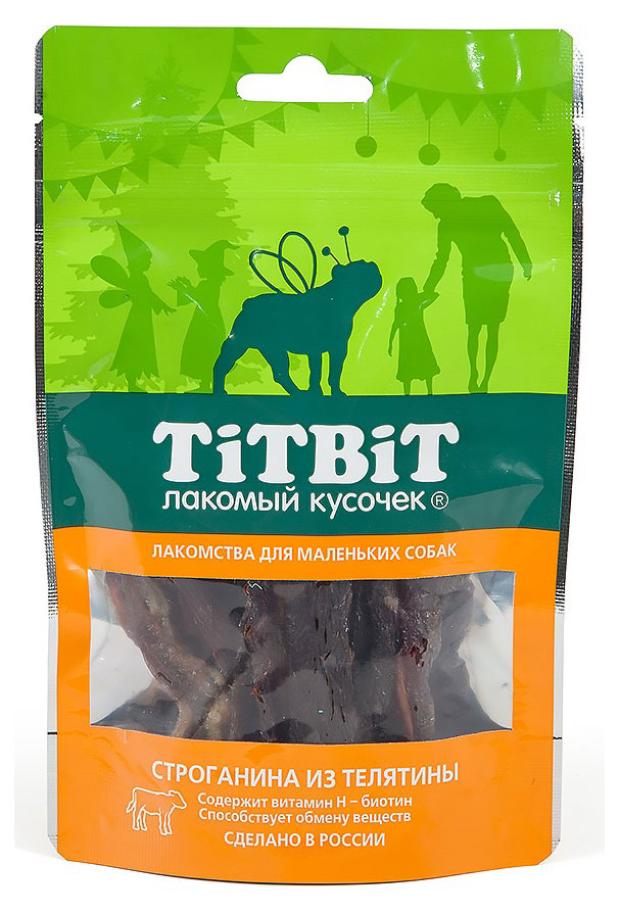 

Лакомство для маленьких собак TITBIT Строганина из телятины, 50 г