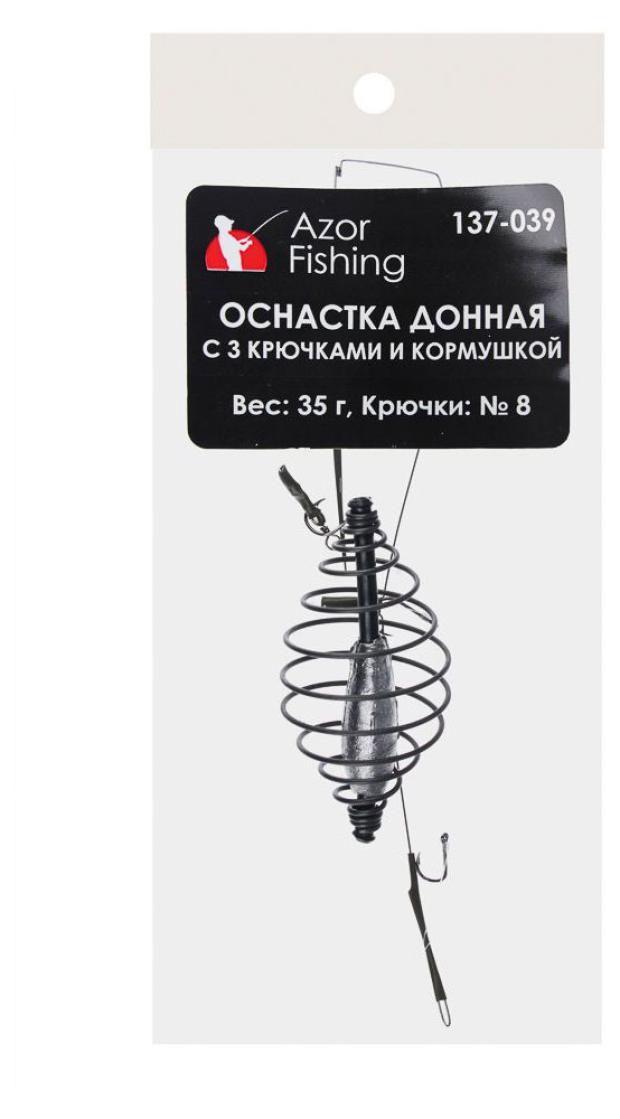 Оснастка донная Azor Fishing c 3 крючками и кормушкой