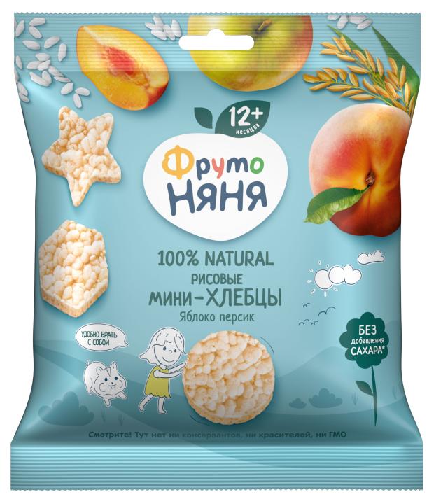 Мини-хлебцы рисовые ФрутоНяня с яблоком персиком и пребиотиком, 30 г
