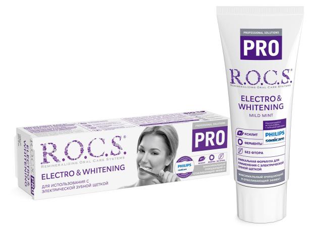 Зубная паста R.O.C.S. PRO Electro & Whitening Mild Mint, 74 г