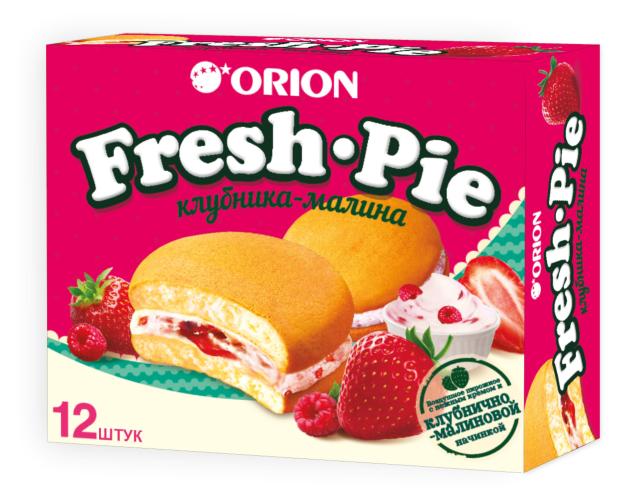 Пирожное бисквитное Orion Fresh Pie с клубнично-малиновой начинкой, 300 г