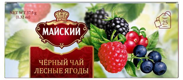 Чай черный Майский Лесные Ягоды в пакетиках, 25х2 г
