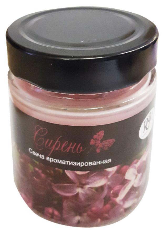 Свеча ароматизированная РСМ в стеклянной банке с крышкой Сирень, 1 шт