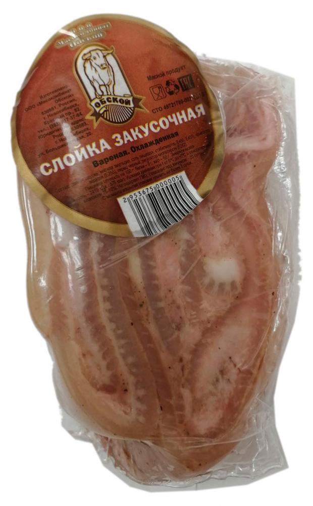 Слойка закусочная Мясокомбинат Обской деликатес из свинины (0,25-0,4 кг), 1 упаковка ~0,35 кг
