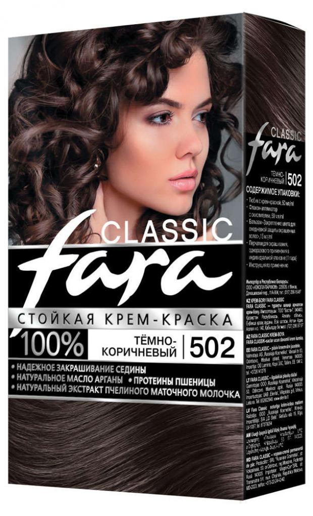 Крем-краска для волос Fara Classic темно-коричневый тон 502, 115 мл