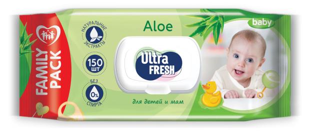 

Салфетки влажные для детей Ultra Fresh Алое, 150 шт