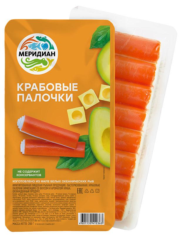 Крабовые палочки Меридиан, 200 г крабовые палочки меридиан prime crab 180 г