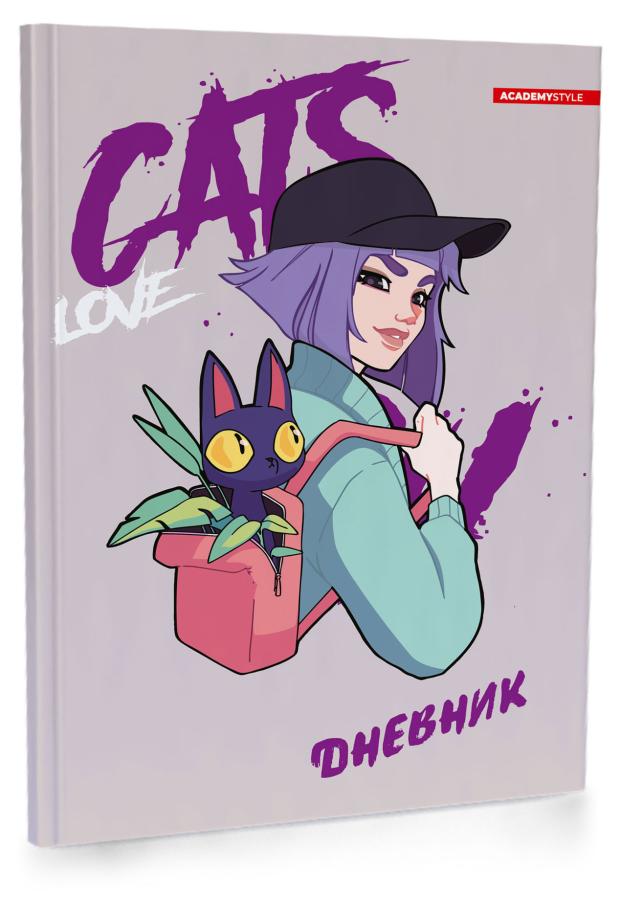 Дневник для старшей школы Academy Style Cats Love А5, 48 л