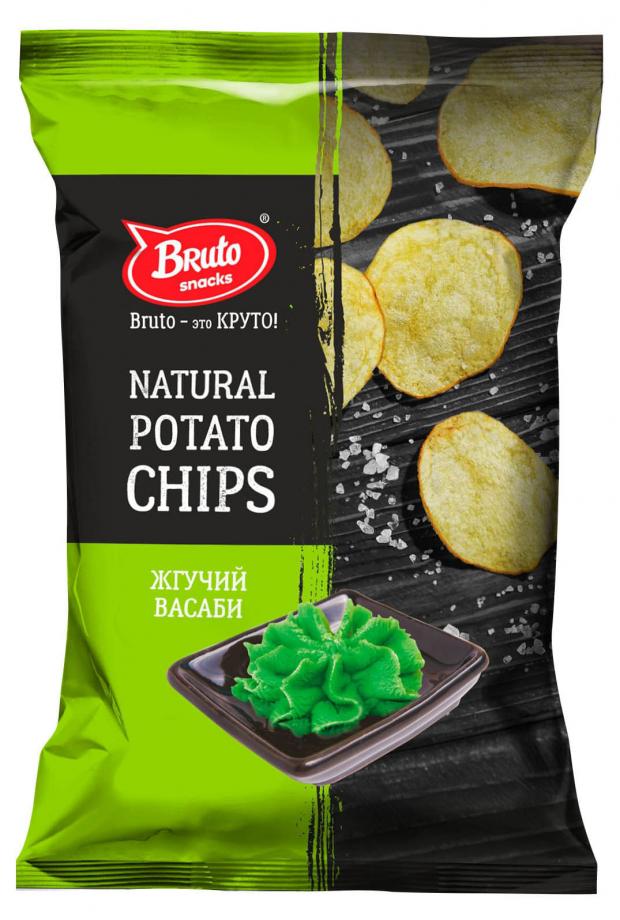 Чипсы Bruto Natural potato chips васаби и имбирь, 70 г
