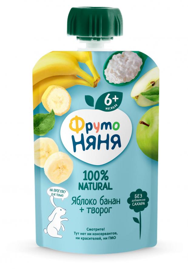 

Пюре «ФрутоНяня» из яблок и бананов с творогом с 6 мес., 90 г