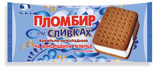 Мороженое Челны Холод пломбир на сливках на шоколадном печенье БЗМЖ, 100 г
