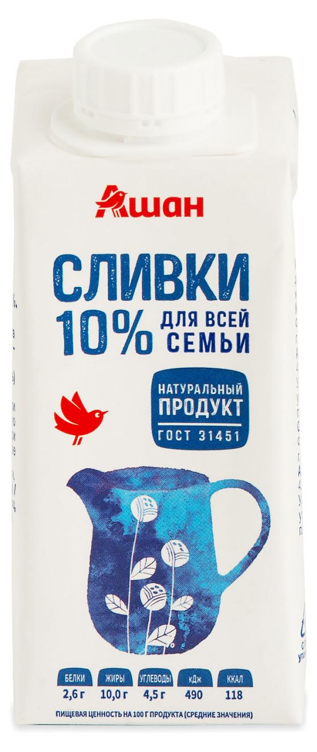 

Сливки стерилизованные АШАН 10%, 200 мл
