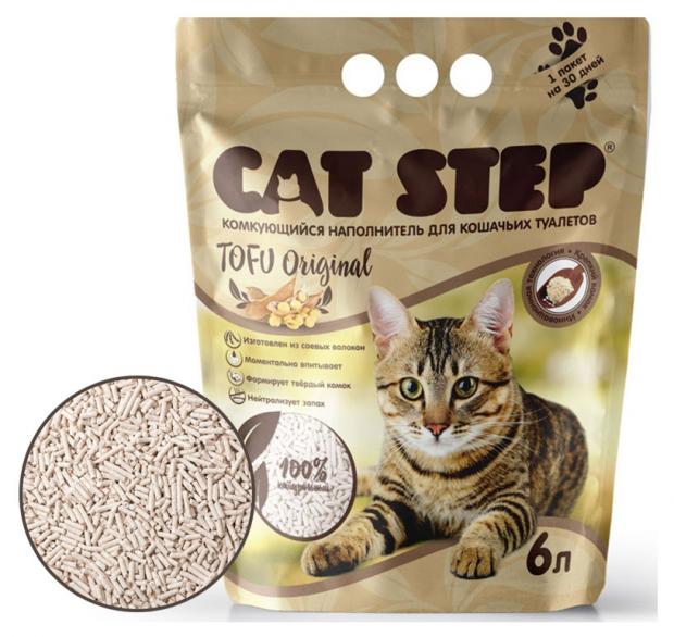 Наполнитель для кошачьего туалета Сat Step Tofu Original соевый комкующийся, 6 л