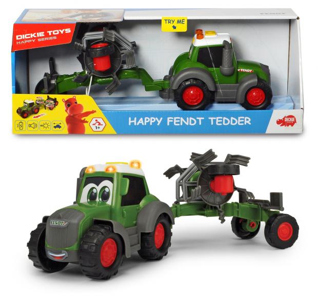 Трактор Dickie Toys Happy Massey Ferguson с прицепом для перевозки животных, 30 см трактор happy fendt с прицепом для перевозки животных 30 см свет звук dickie toys 3815004