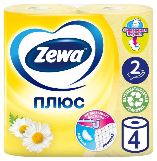 

Бумага туалетная Zewa Плюс Ромашка, 2 слоя, 4 рулона