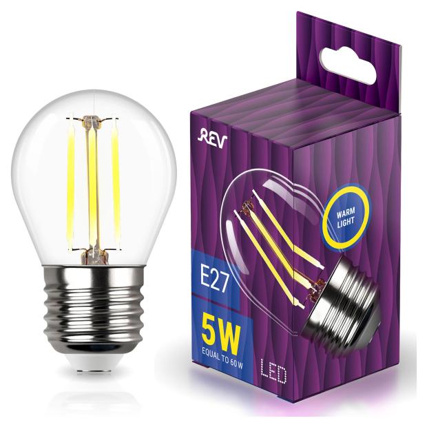 

Лампа светодиодная REV DECO Filament шар Premium G45 5Вт E27 2700K 515 Лм
