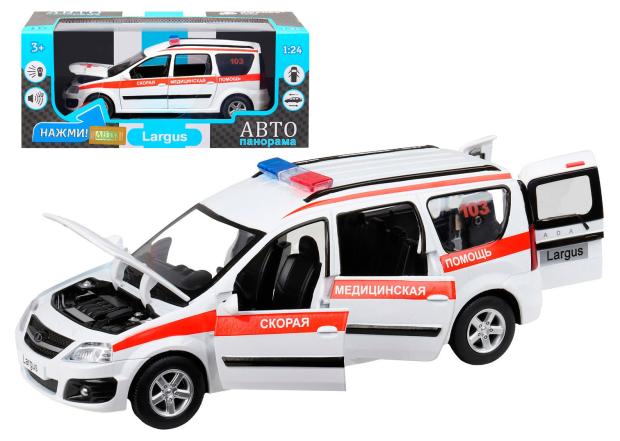 

Машинка Автопанорама Lada Largus Скорая помощь металлическая в масштабе 1:24