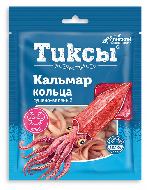 Кальмар кольца Тиксы со вкусом краба, 70 г кальмар генеральская рыбка со вкусом краба 80 г