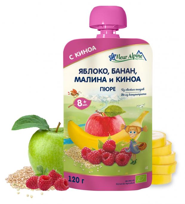 

Пюре детское Fleur Alpine яблоко, банан, малина и киноа, с 8 месяцев, 120 г