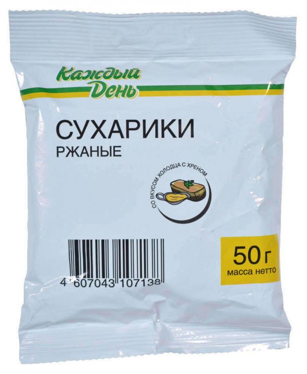 Сухарики ржаные Каждый День холодец с хреном, 50 г