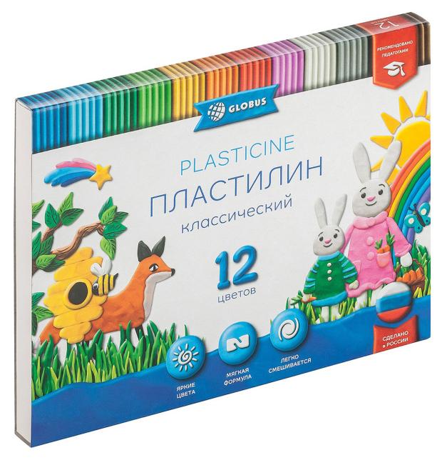 

Пластилин Глобус Классический, 12 цветов