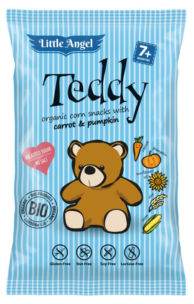 

Снек кукурузный Little Angel со вкусом моркови и тыквы Teddy, 30 г